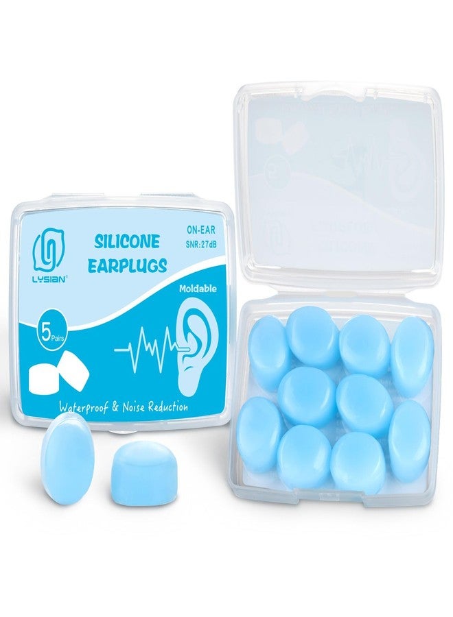 LYSIAN Soft Moldable Silicone Earplugs for Sleep, 5 Pairs, SNR 27dB Noise Cancelling Sleeping Ear Plugs for Swimming, Travel, Snoring(Blue) - Image 1